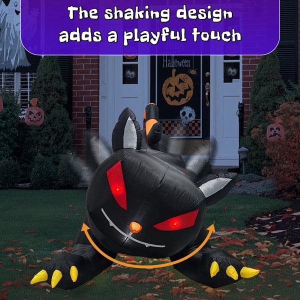 6.5FT Halloween Inflatable Animated Black Cat, Weather-Resistant Polyester, Quick Inflation with Stakes/Ropes for Yard/Patio
