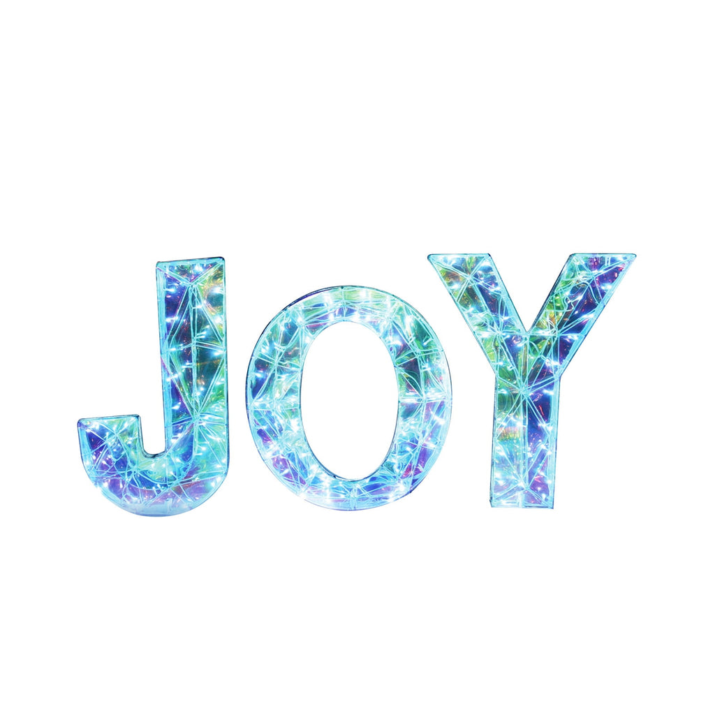3 Piece Outdoor Xmas Decor Letters LED Lighted Prism Holiday Yard Decorations Metal PVC Lighted Patio Garden Decor