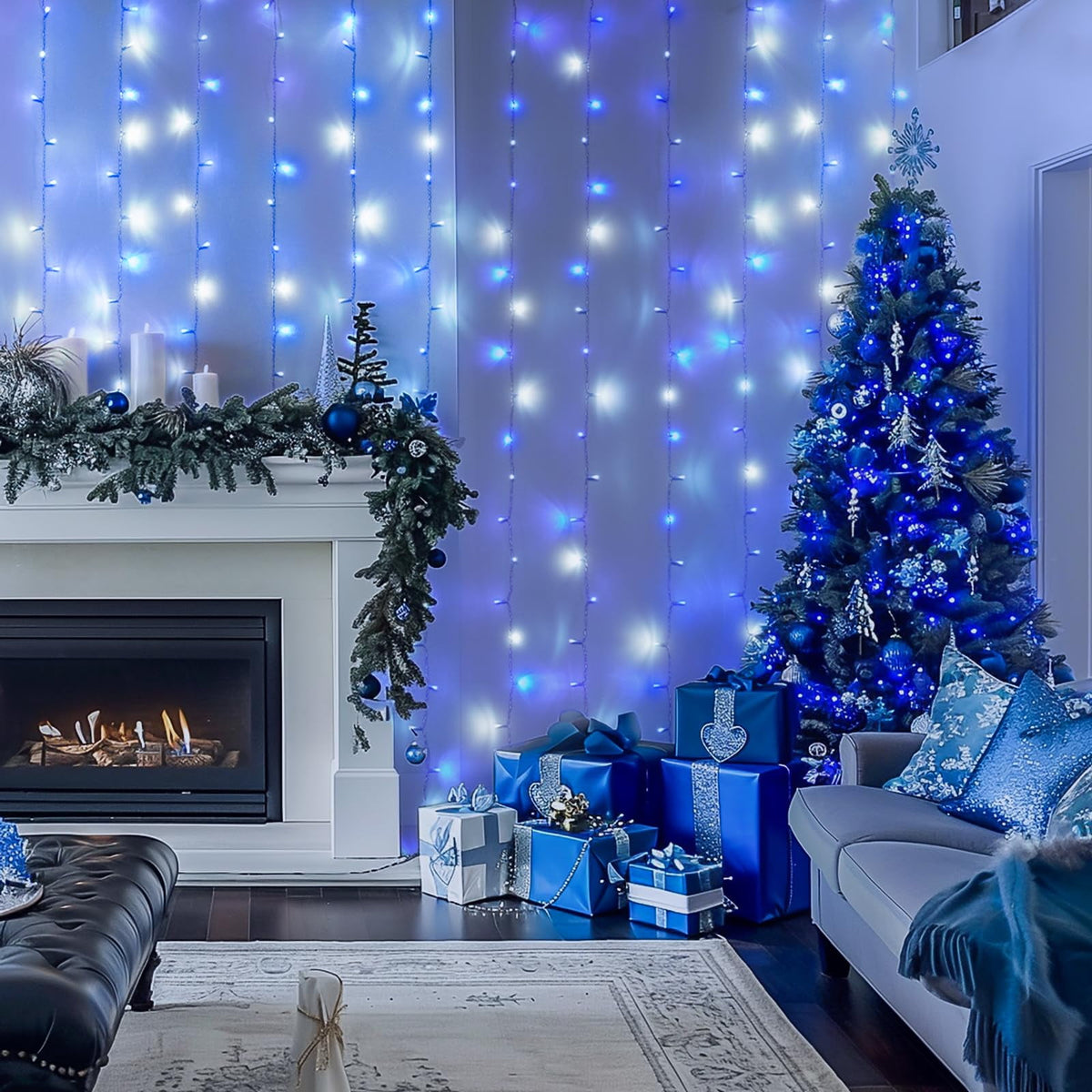 9.5x29.5ft Curtain Lights 900 LED White Indoor Outdoor Decor