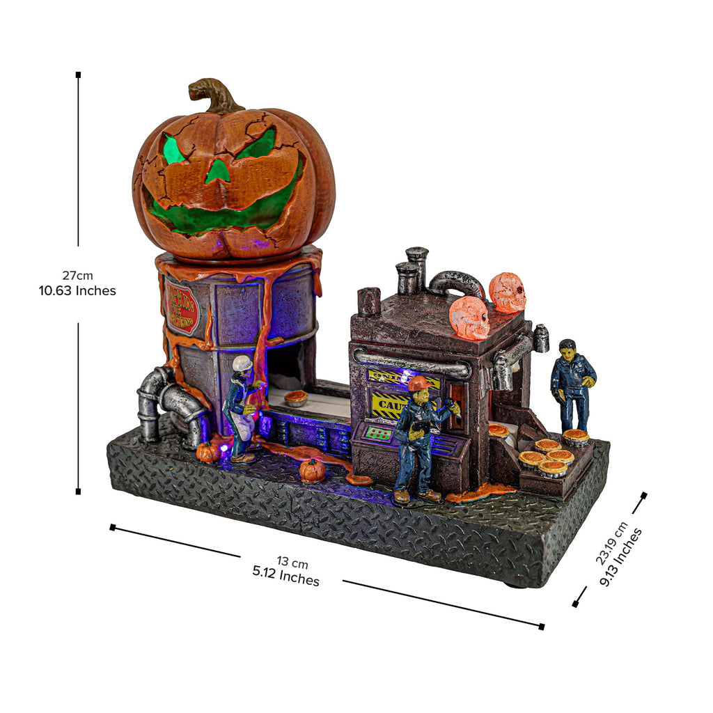 FG Square Pumpkin Pie Manufacturing Halloween Village