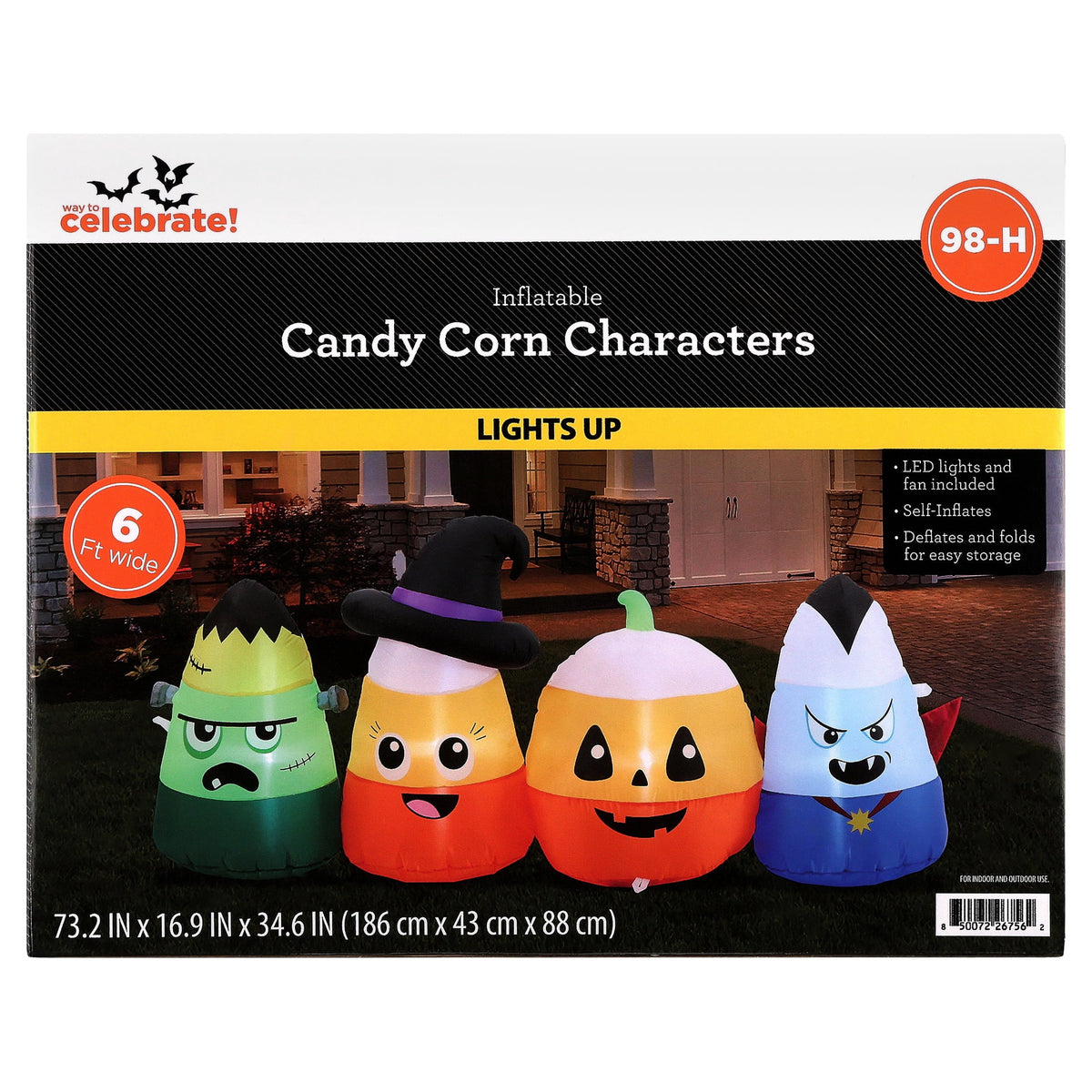 Candy Corn Characters Airblown Yard Inflatable, Multicolor, 6', Halloween by Way To Celebrate