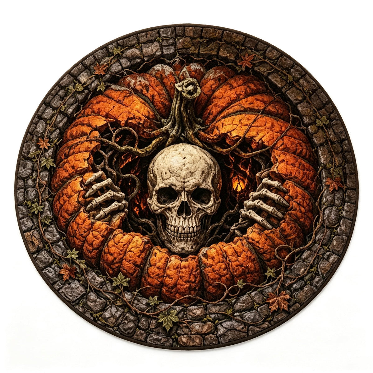 2Pcs 3D Round Halloween Doormat Set – Witch Hat Black Cat & Pumpkin Skull Design, Non-Slip Polyester Entry Mat For Indoor/Outdoor, Spooky Cute Fall Decor, Perfect Gift (48X48") 2026