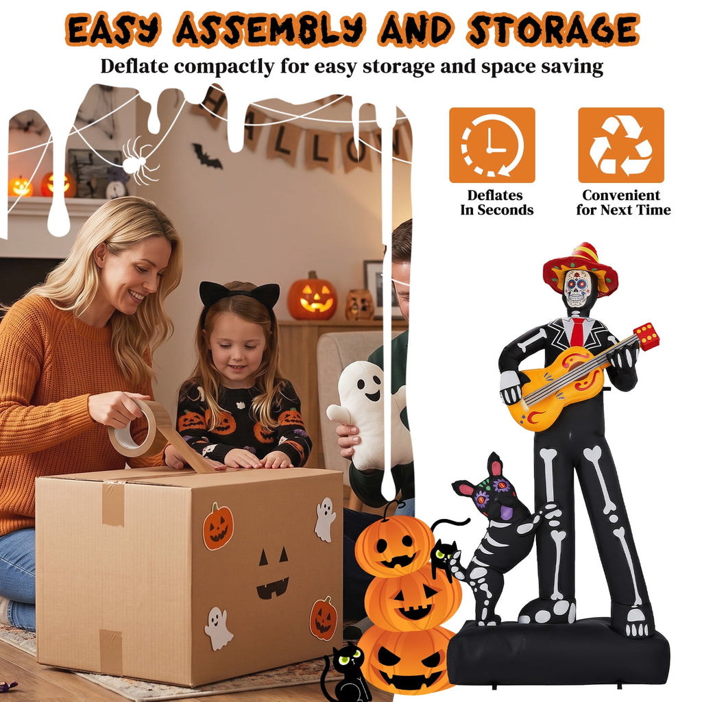 7.3ft Halloween Inflatable Ghost Musician with Puppet and 6 LED Lights