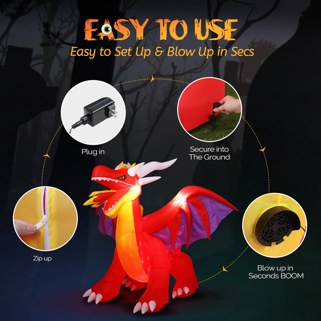Ktaxon 6' Halloween Inflatables Outdoor Halloween Decoration Dragon Blow up Decor