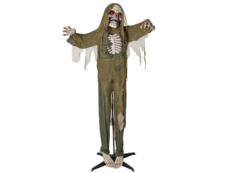 Morris Costumes - 5 Ft. 4 Standing Animated Green Skeleton Reaper Halloween Decoration - One Size