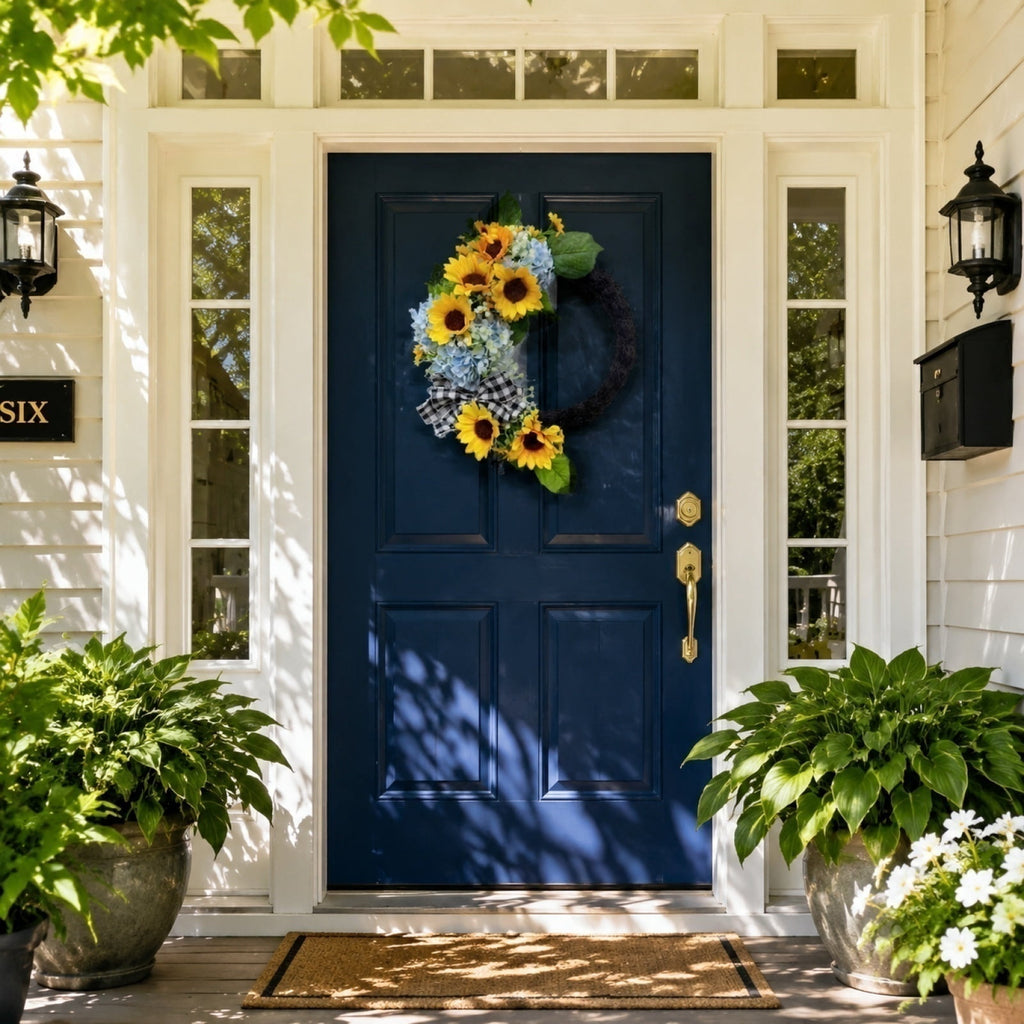 Christmas Pine Wreath, Outdoor Christmas Decorations, Xmas Door Wreath for Home, Holiday, Party, Fireplace, Mantle, Wall, Windows Decor
