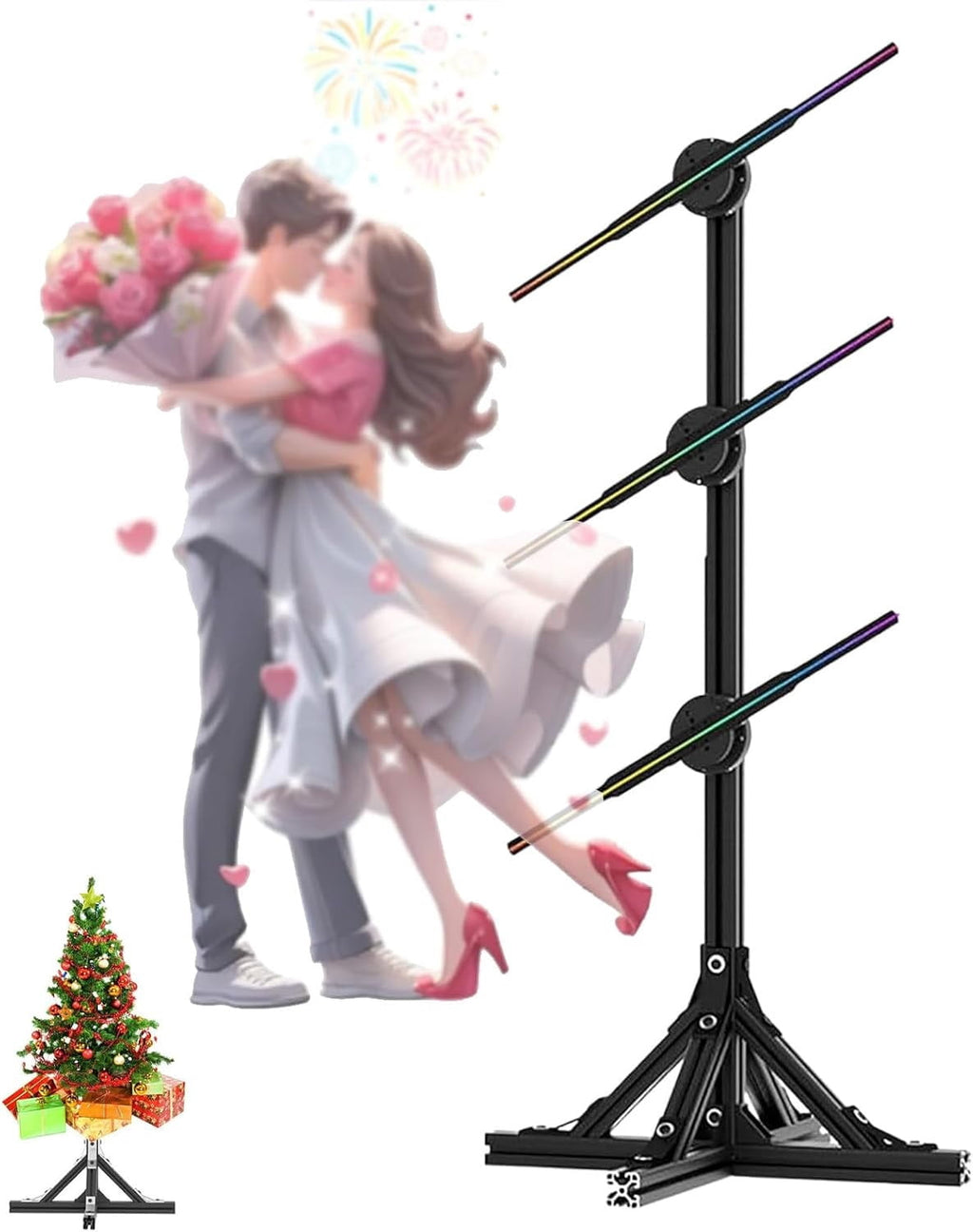 3D Hologram Fan Projector with WiFi, Remote Control, and Bluetooth, Holographic Christmas Tree Projector for Shop, Bar, Halloween, Party