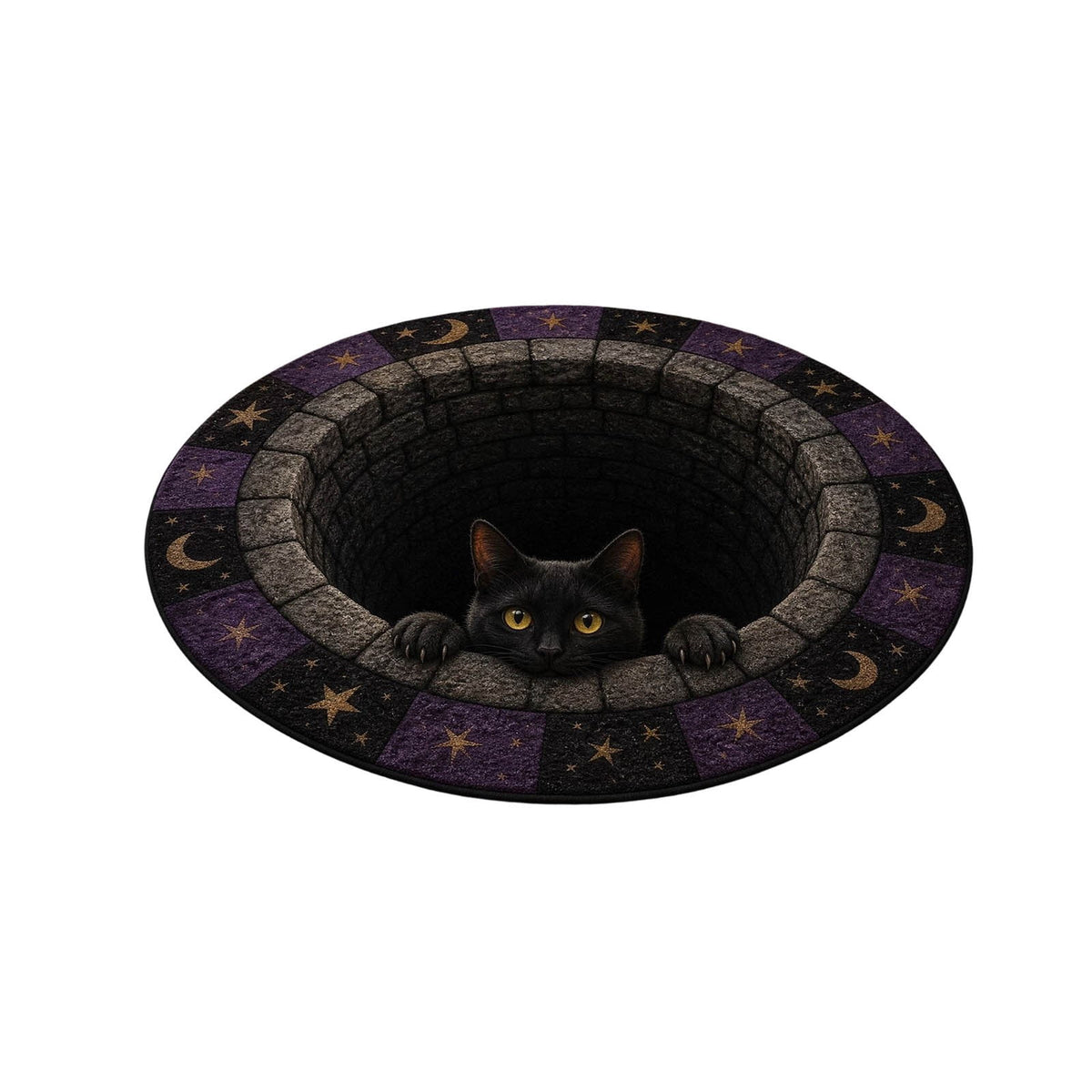 3D Visual Halloween Round Rug Non Soft Velvet Glowing Ghost Black Hole Floor Mat for Living Room Bedroom Entryway(White Purple-140cm)