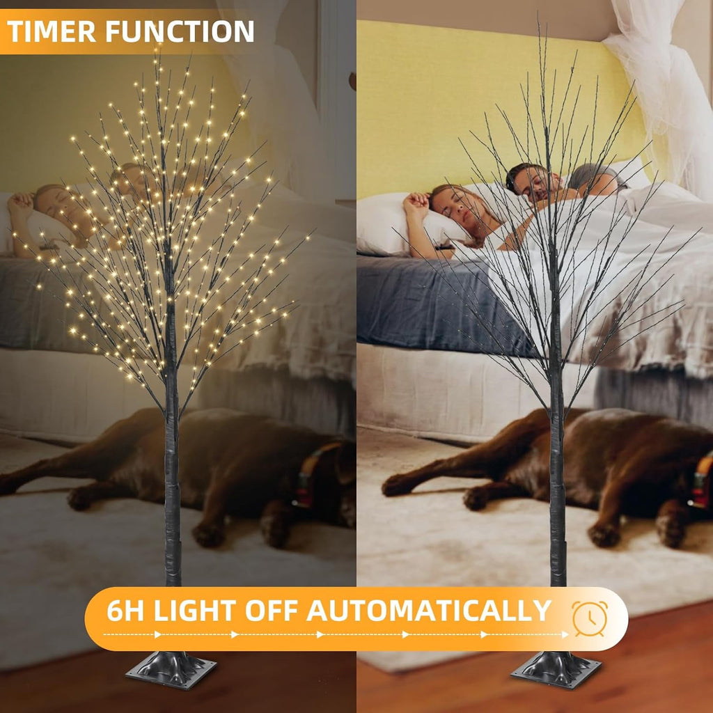 7FT Lighted Twig Tree, 600 Warm White LEDs