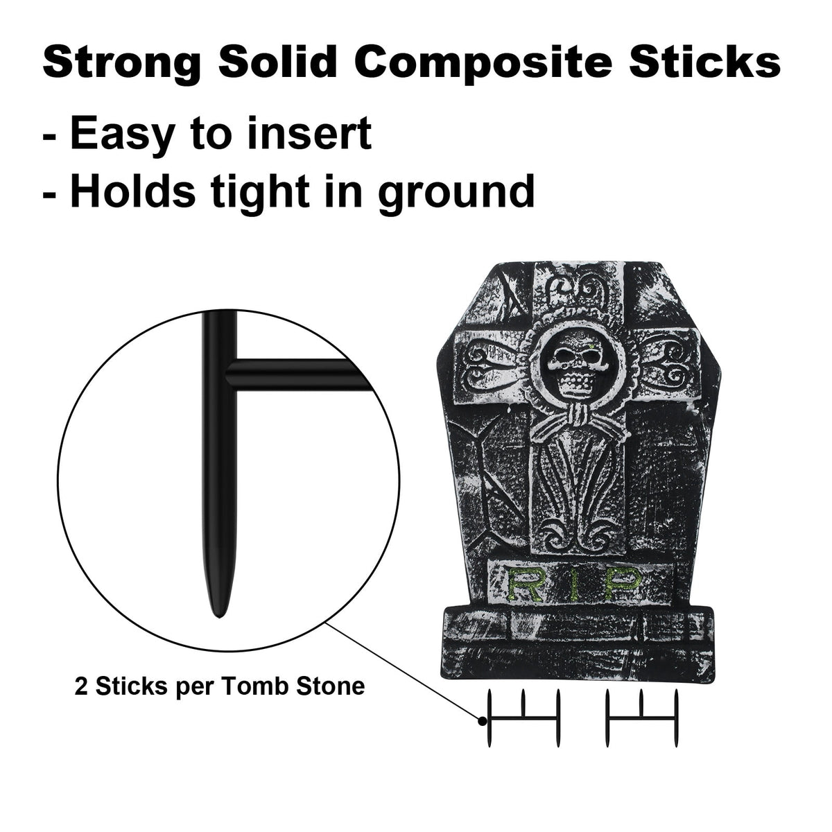 Halloween Foam RIP Graveyard Tombstones, 7Pack(3 x L-Size + 4 x XL-Size) Foam Tombstone for Halloween Party Outdoor Decorations