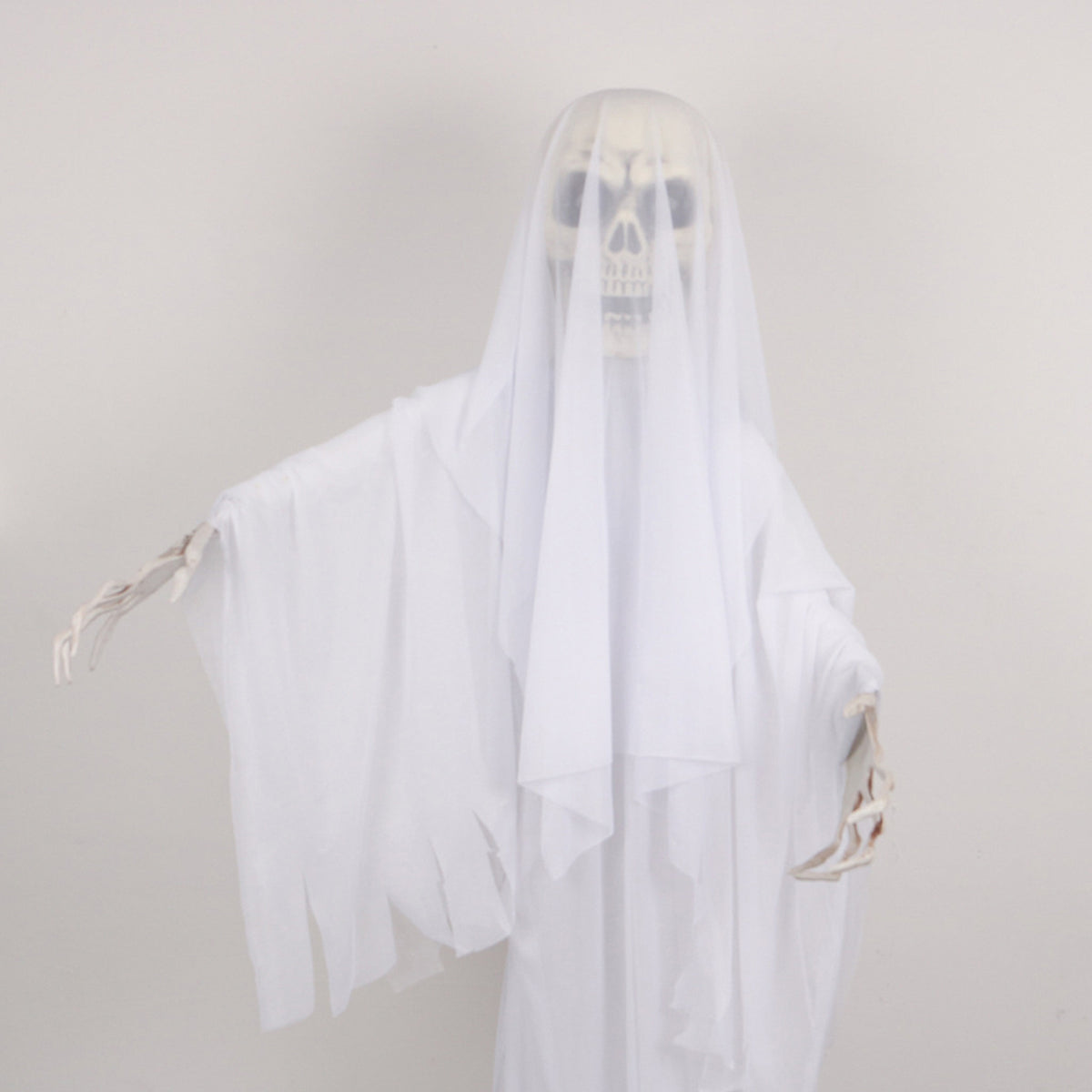 Halloween Ornament Scary Ghost Bride Figure with Sound Battery Operated Halloween Skeleton Decoration Creepy Haunted House Prop-White