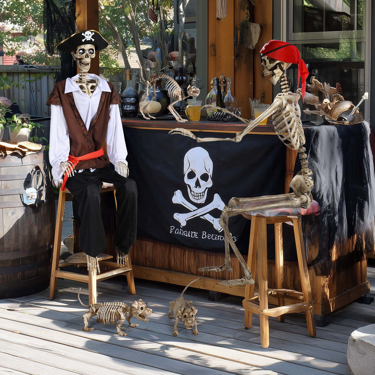 Yescom 5.6ft Halloween Pirate Captain Skeleton Life Size Human Bone Movable Joints Outdoor Decor 2026
