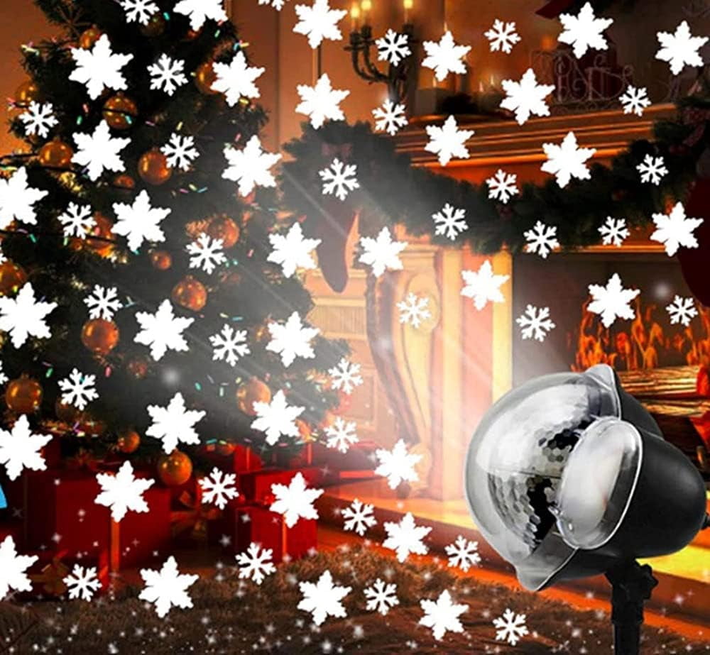 LINLIN Projector Snow Lamp, Snowfall LED Light Projector Christmas Snowflake Projector Light Waterproof with Remote&Timer Decorative Lighting