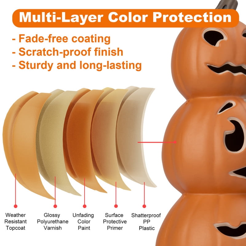DUNCHATY 21" LED Pumpkin Light, Extra Large Angry Jack O' Lantern Halloween Decor for Outdoor Yard - Furious Face