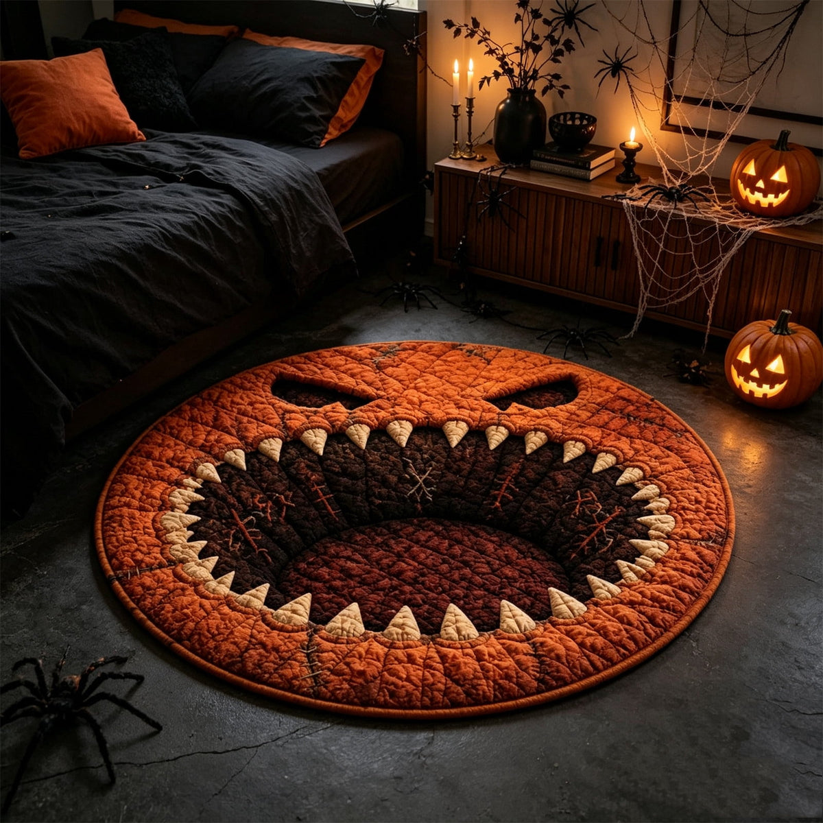 ZJNGJC 3D Circular Halloween Doormat Whimsy Charm For Indoor Space Weird Decoration With Antislip Polyester Fiber Carpet C