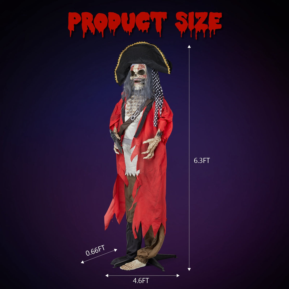Zimtown 6.3FT Halloween Animatronic Pirate Standing Pirate The Sound Activated Halloween Prop