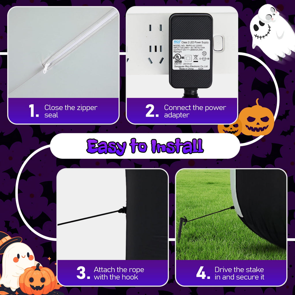 12ft Giant Halloween Inflatable Grim Reaper with Pumpkin Head and 3 Color LED Flame Decor