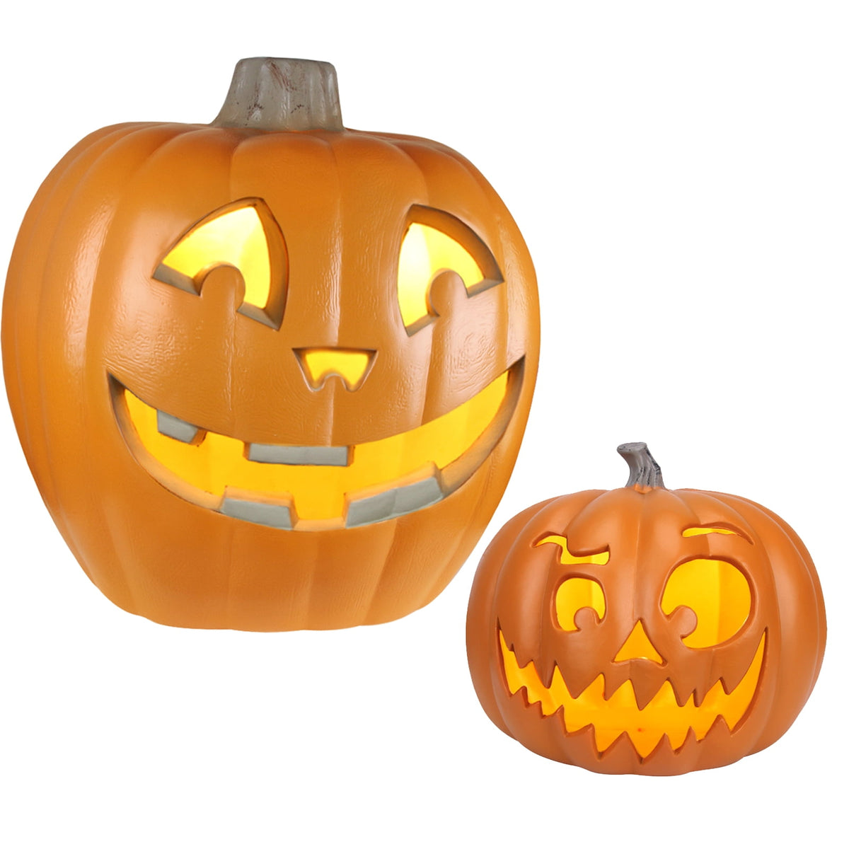 Gamexcel 21" Jack O Lantern Halloween Plastic Pumpkin Lights with Pre-lit LED Bulbs - Indoor/Outdoor Smile Face Decoration
