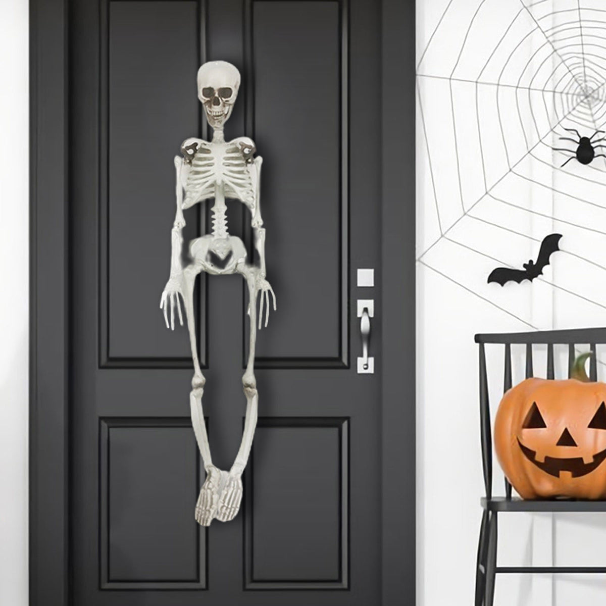 HOZVOMI Halloween Skeleton Decorations Outdoor – Posable Full-Body Hanging Skeleton with Movable Joints for Graveyard, Yard, Party, and Spooky Home Decor