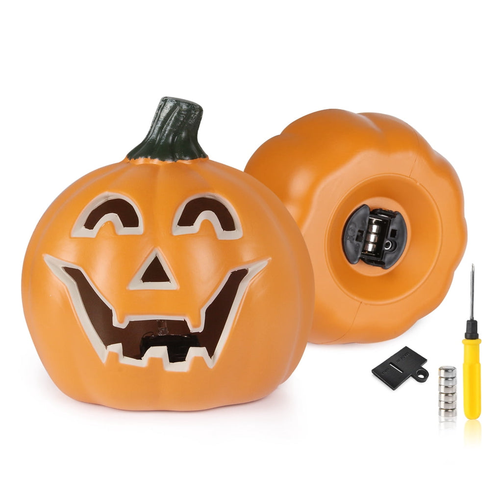 Gamexcel 10" + 14" Pre-Lit Jack O'Lanterns - Indoor/Outdoor Halloween Decorations for Party & Home, Lighted Pumpkin, 2 Pack, Orange