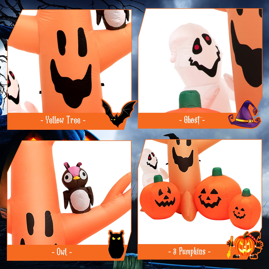 Costway 8 FT Halloween Inflatable Dead Tree w/ Pumpkins Blow up Yard Decoration