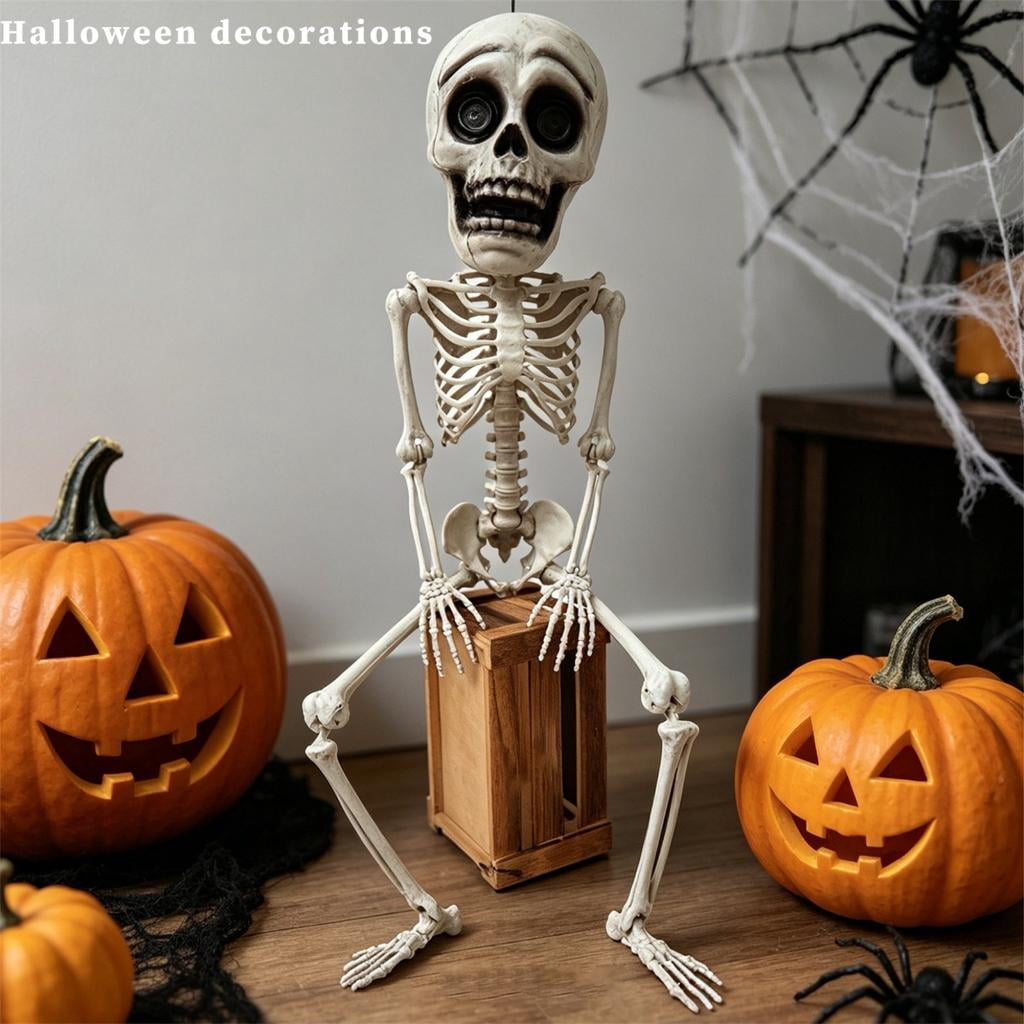 lanema Movable Joint Hanging Skeleton Halloween Decoration for Entryway Home Displays