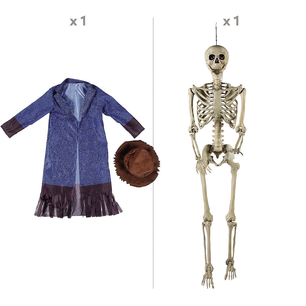 Life-Size Posable Skeleton with Scarecrow Outfit Kit - 3 Pc