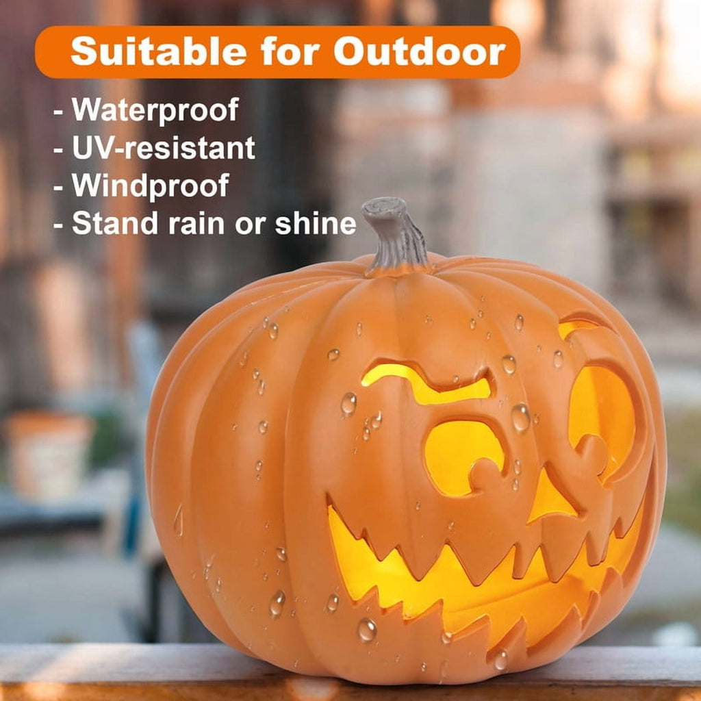 DUNCHATY 21" LED Pumpkin Light, Extra Large Angry Jack O' Lantern Halloween Decor for Outdoor Yard - Furious Face