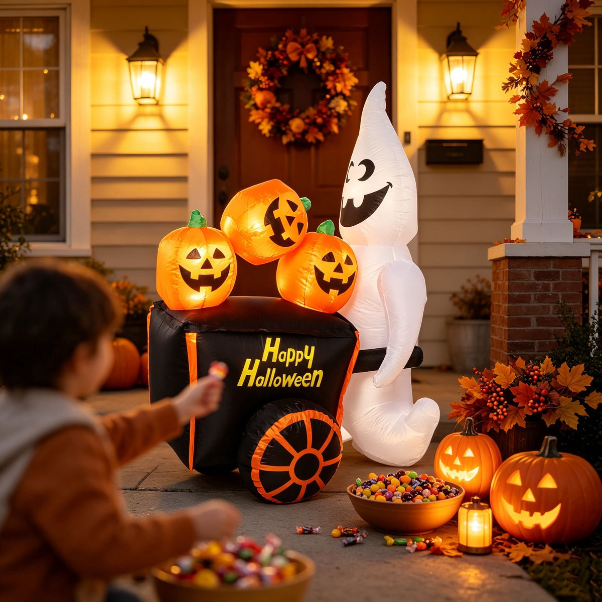 Weatherproof Inflatable Halloween Decor with LED Lights and Blower for Outdoor Display