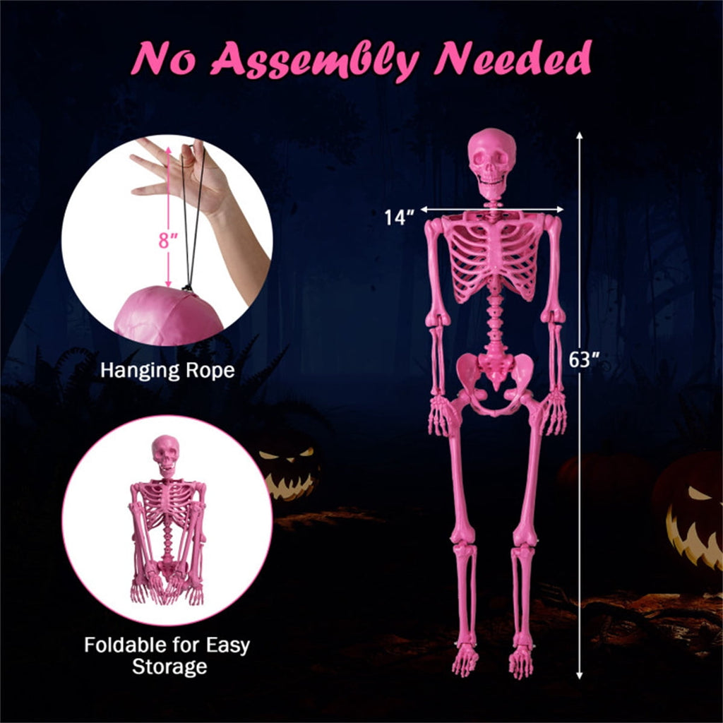 5.5 FT Pink Halloween Skeleton Outdoor Decor, No Assembly Needed