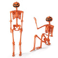 5.5ft Life-Size Halloween Skeleton with Pumpkin Head, Orange, PP+PE Material