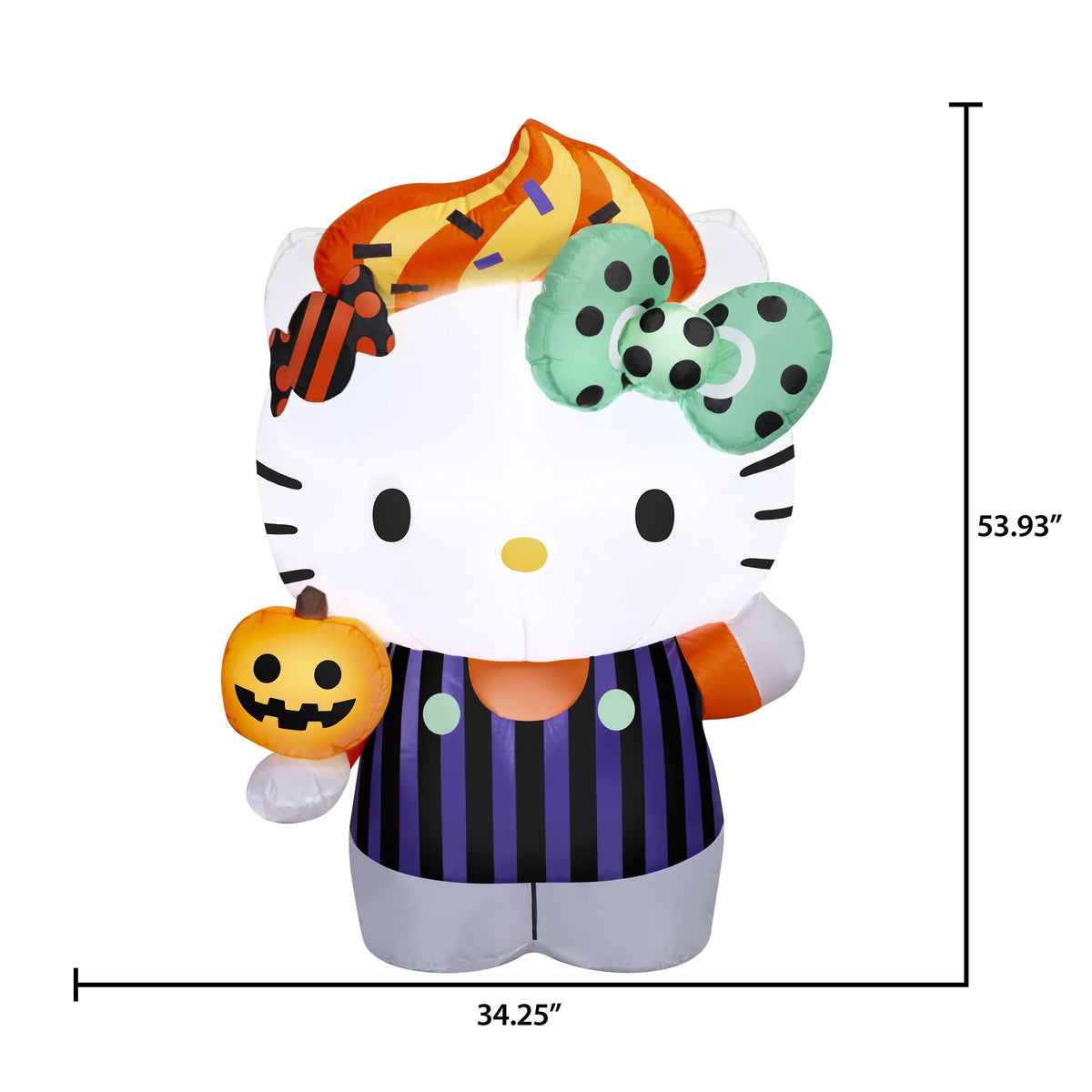 Airblown Halloween Yard Inflatables Light Hello Kitty in Purple Striped Overalls Sanrio