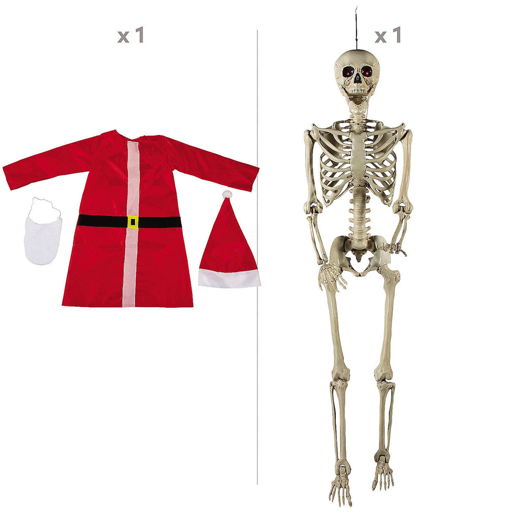 Life-Size Posable Skeleton with Santa Outfit Kit - 4 Pc