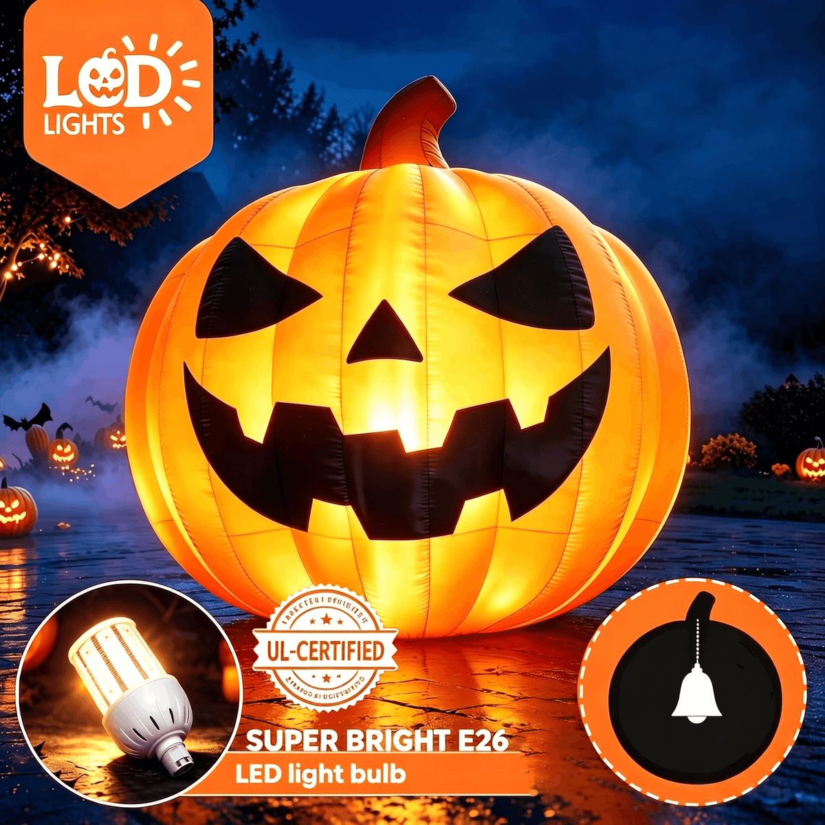 BPMIO 20FT Halloween Giant Inflatable Pumpkin Outdoor Yard Decoration with 550W Blower, 420D Oxford UL-Certified LED Light for Garden Commercial Party