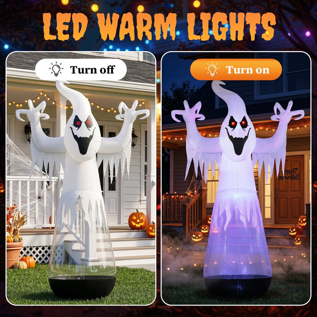 Ktaxon 12' Halloween Inflatables Ghost Outdoor Halloween Decoration,Color Change,Built-In LED