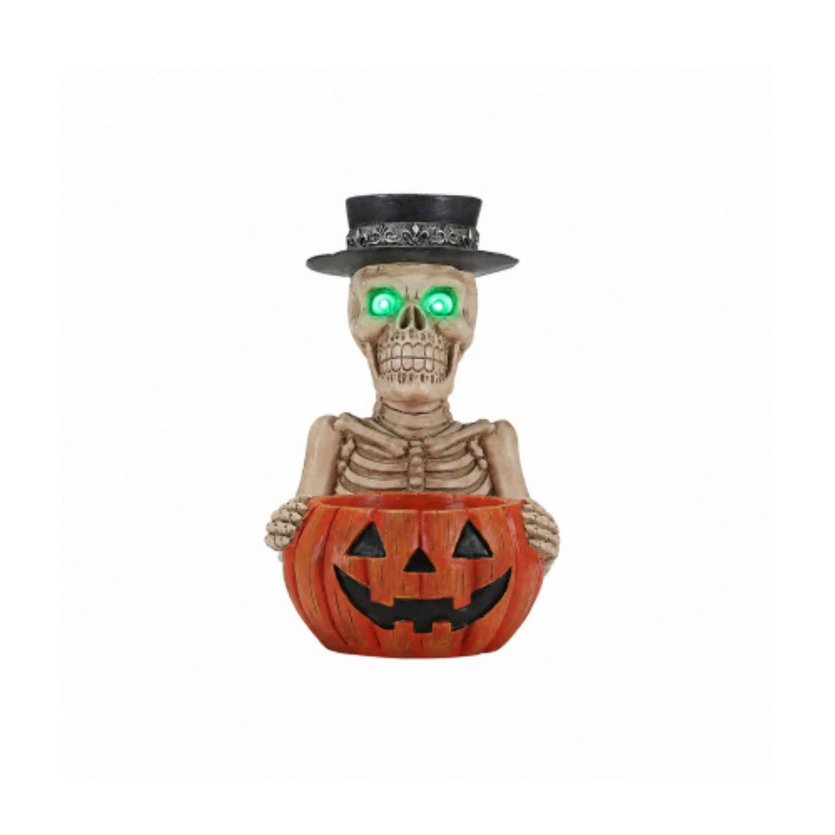 Halloween Skeleton Butler Floor Statue with Serving Tray & Realistic Black Cat, 35.43 Inch Gothic Resin Standing Decor for Entryway, Porch, Living Room, Halloween Party Home Decoration