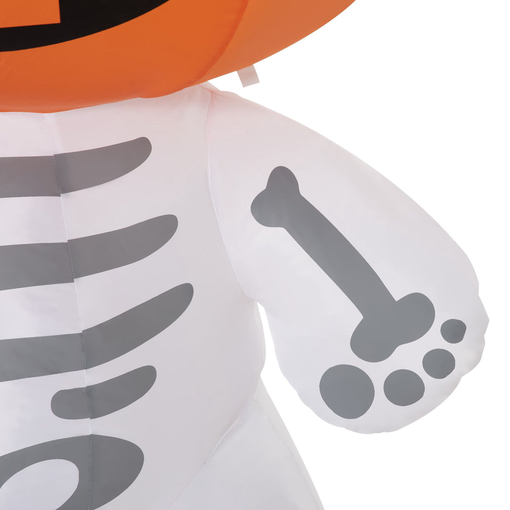6ft Rotating LED Halloween Skeleton Ghost with Pumpkin Head for Outdoor Yard Decorations