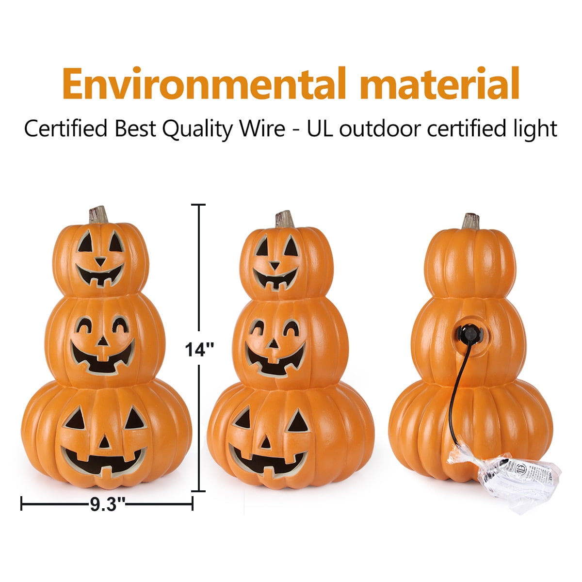DUNCHATY LED Halloween Pumpkin Lights Set of 2, LED Pumpkin Decorations, Halloween Decor for Outdoor, Garden & Window (20"+21")
