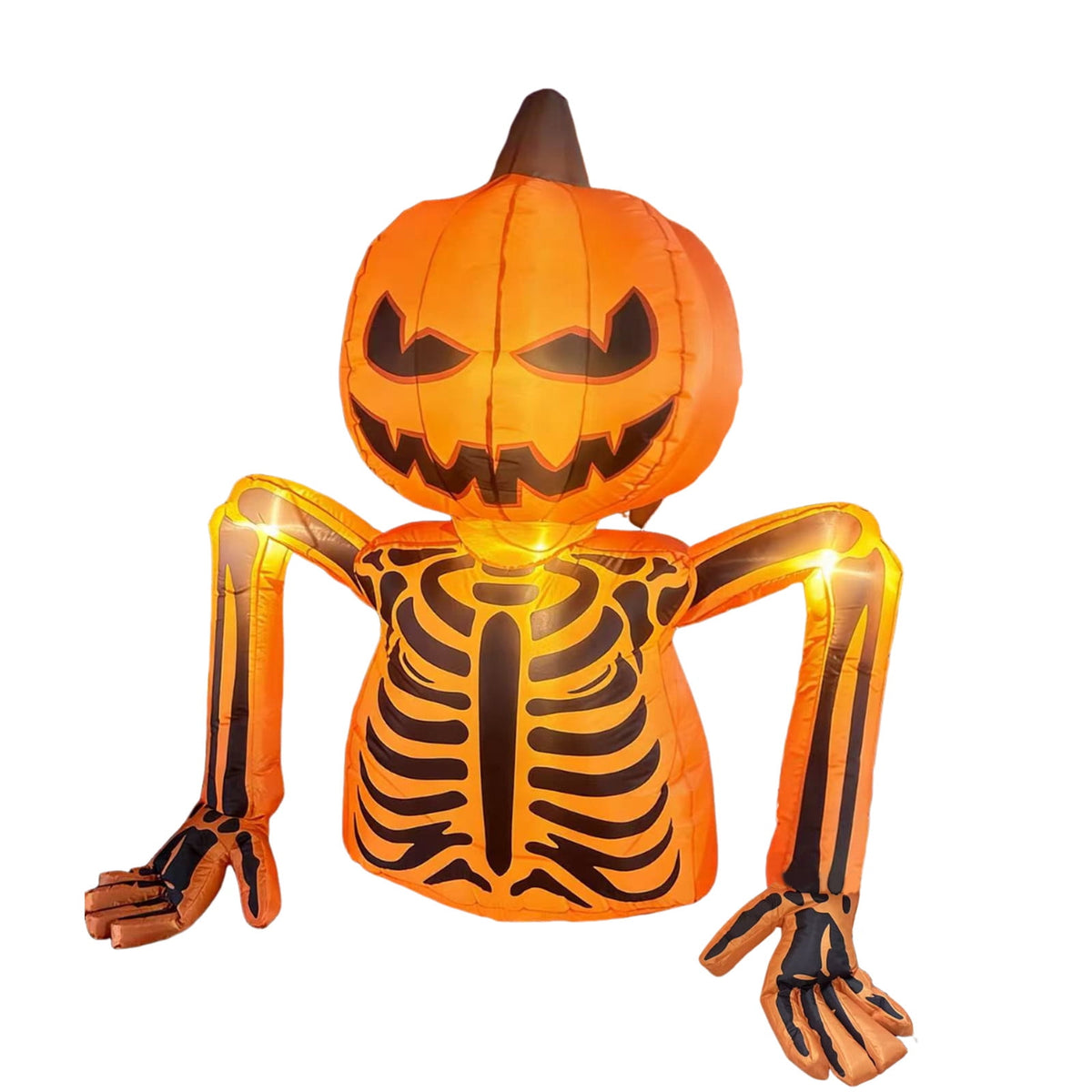 Diceymbol 6 Ft Lighted Halloween Inflatable Pumpkin Skeleton Decoration, Orange Jack O Lantern Skull Outdoor Yard Lawn Porch Halloween Decor