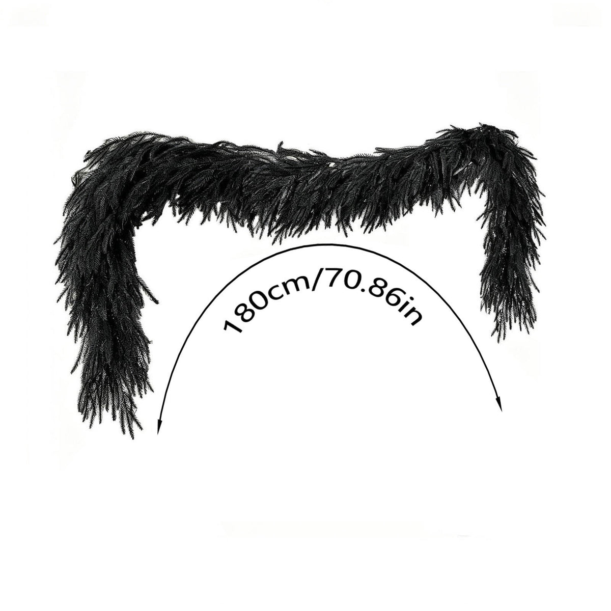 SDJMa 8.86ft Black Artificial Norfolk Pine Garland, Thickened Halloween Garland for Indoor Outdoor Fireplace Mantle Table Stairs Decor