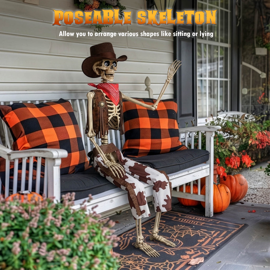 Yescom 5.6ft Halloween Pirate Captain Skeleton Life Size Human Bone Movable Joints Outdoor Decor 2026