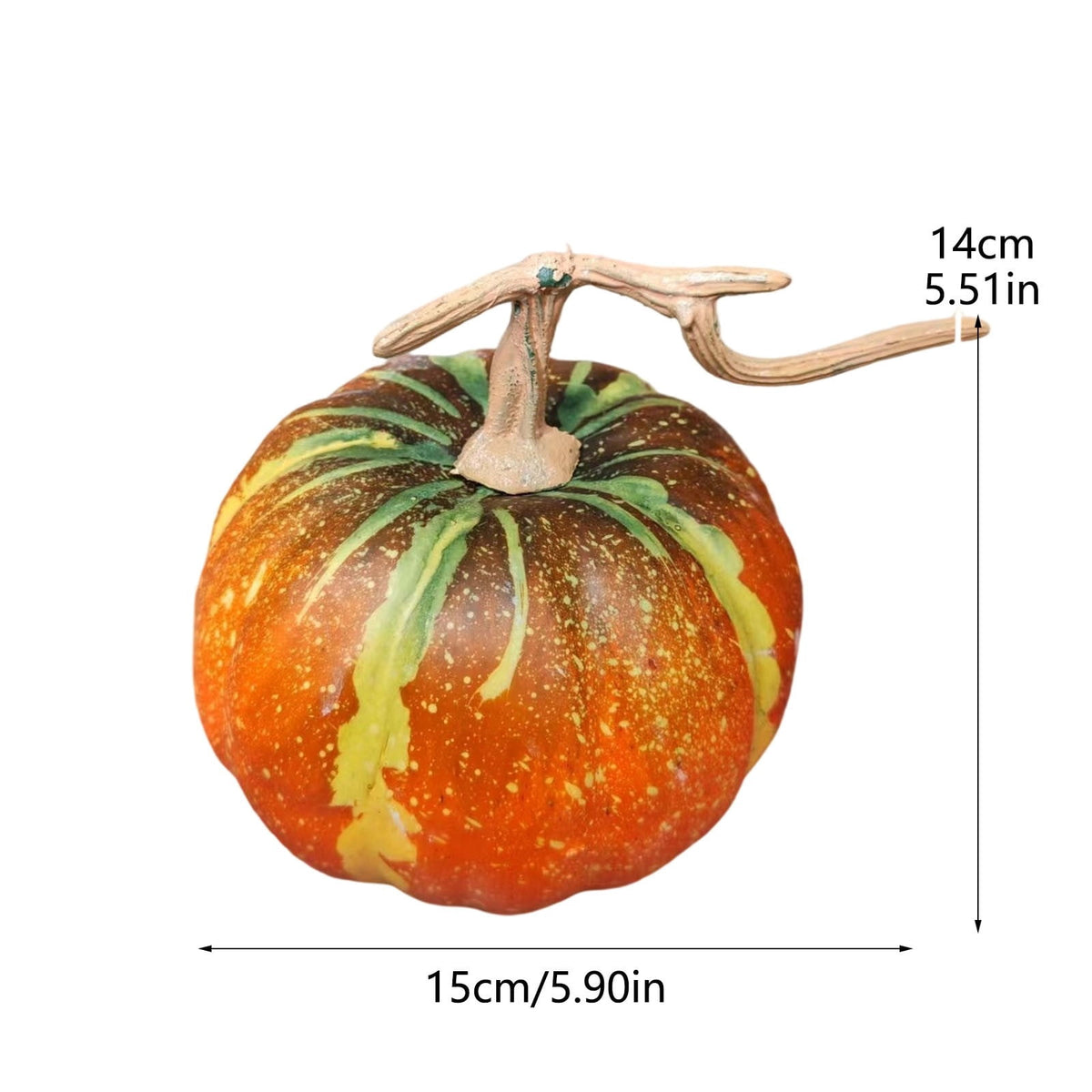 13.7" Halloween Foam Pumpkin Decorations, 2 Pack Artificial Pumpkins for Table Mantel Shelf Display, Fall Autumn Home Decor for Thanksgiving Party (Green)