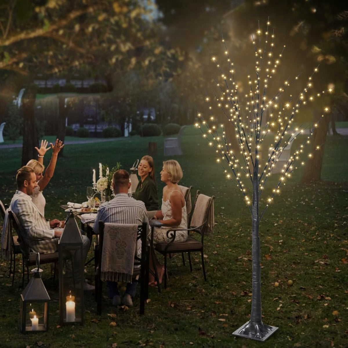 7FT Lighted Twig Tree, 600 Warm White LEDs