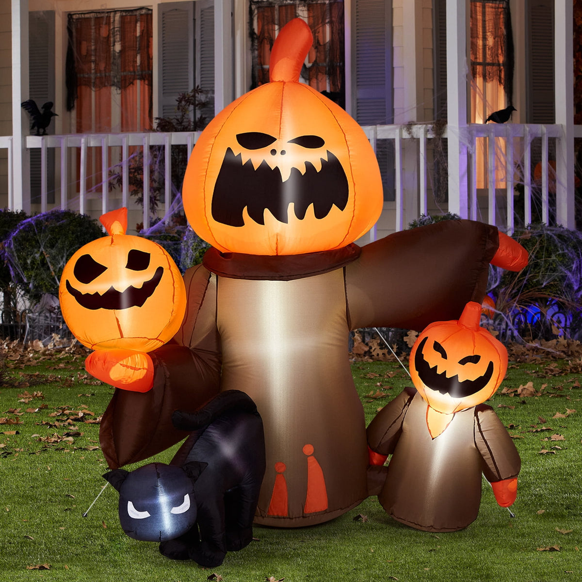 5.7FT Inflatable Halloween Inflatable Crawling Green Ghost with Tombstone Built-in LED Lights Inflatable LED Lights Blow Up Yard Decoration