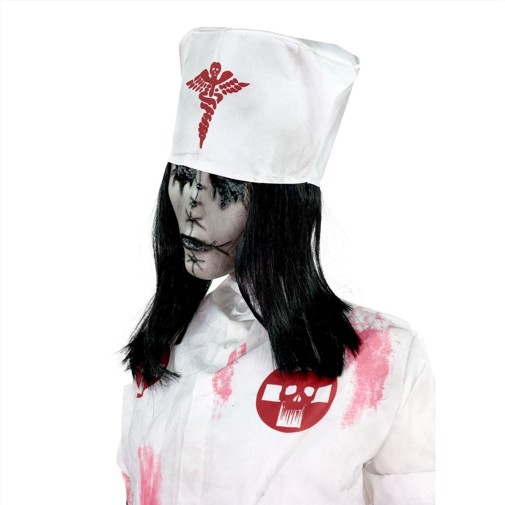 Haunted Hill Farm Life-Size Animatronic Convulsing Nurse by Tekky Halloween Decoration, 5.2-Ft.