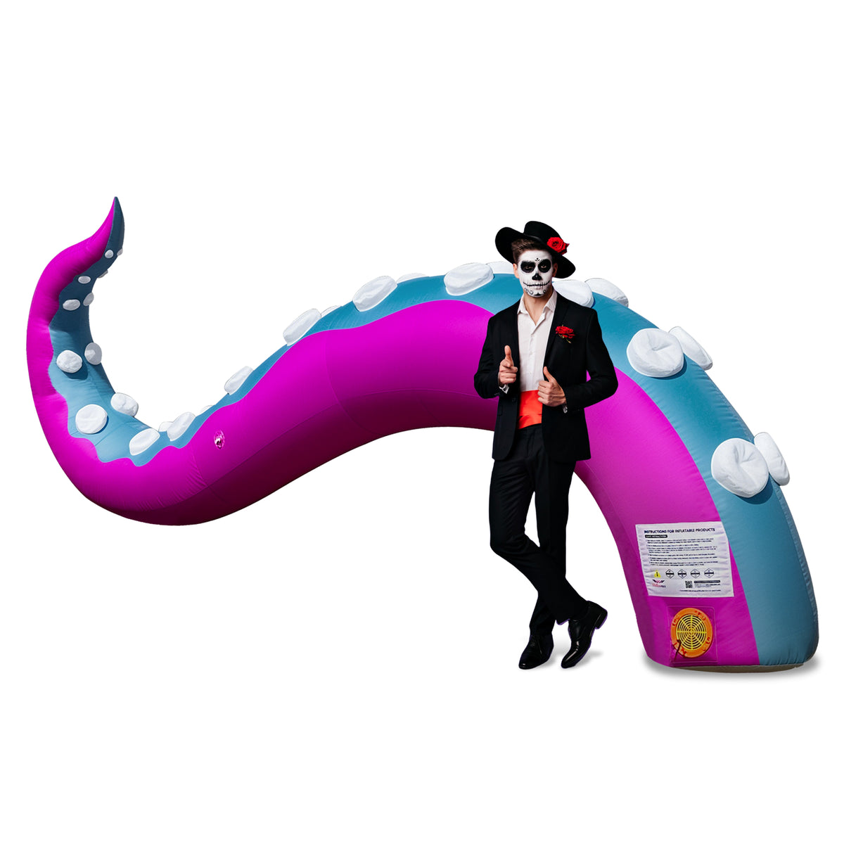 Wellcomer 10x8ft Inflatable Tentacles with Color-changing LED & Built-in Blower - Halloween Outdoor Decor (1 Pc)