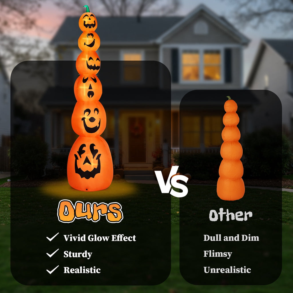 Yescom 5ft Halloween Pumpkins,Stacked Foldable,Jack O Lantern,LED Lights Party Outdoor Decorations 2026