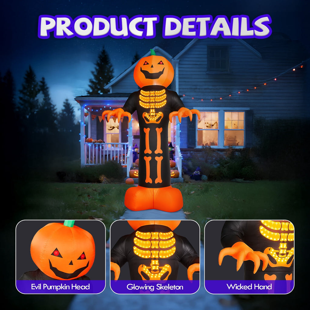 UBesGoo 12FT Halloween Pumpkin Man Outdoor Halloween Inflatables,LED Lighted Decorations