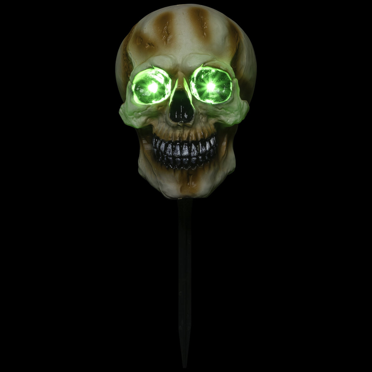 Northlight LED Lighted Skeleton Head Halloween Outdoor Pathway Markers with Sound - 15" - Set of 3