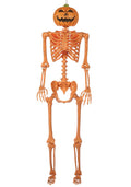 5ft Orange Skeleton w/ Pumpkin Head Decoration